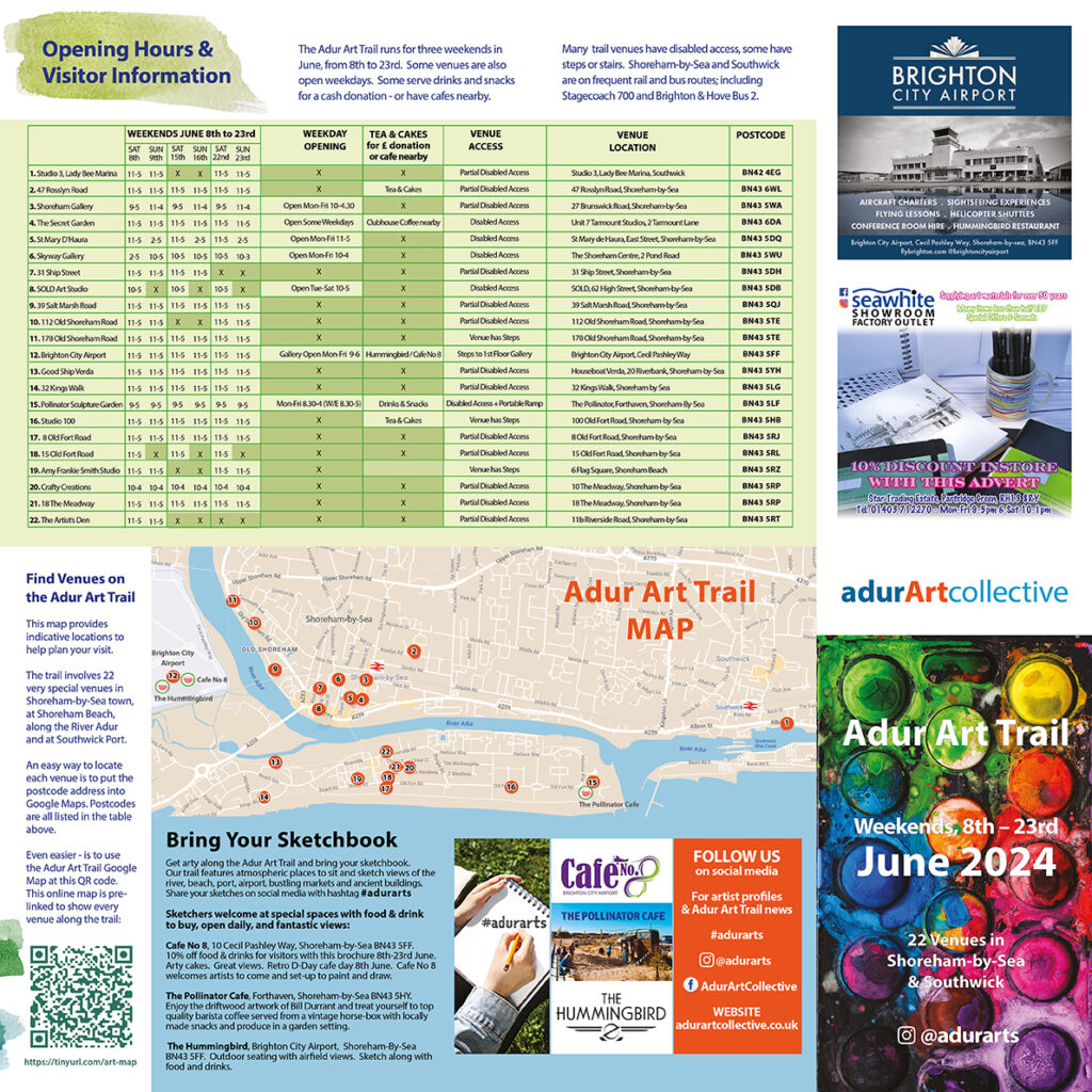 adur art trail 2024 brochure showing art trail information and map